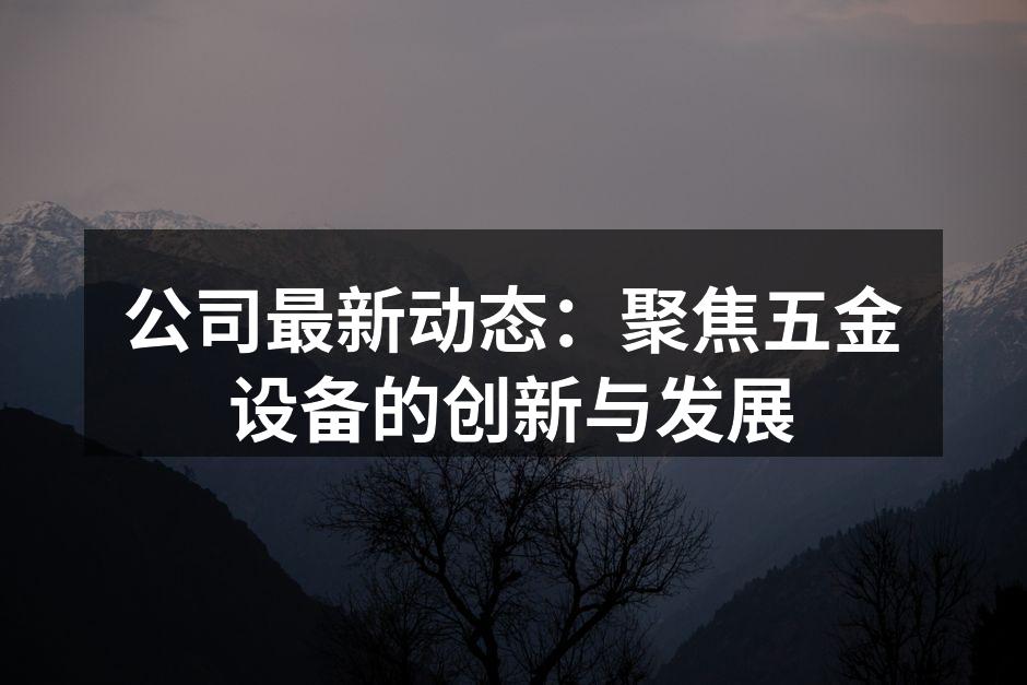 公司最新动态：聚焦五金设备的创新与发展