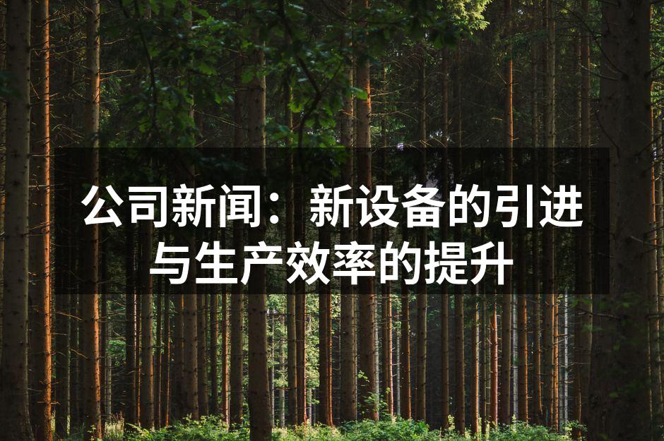 新设备投入生产线